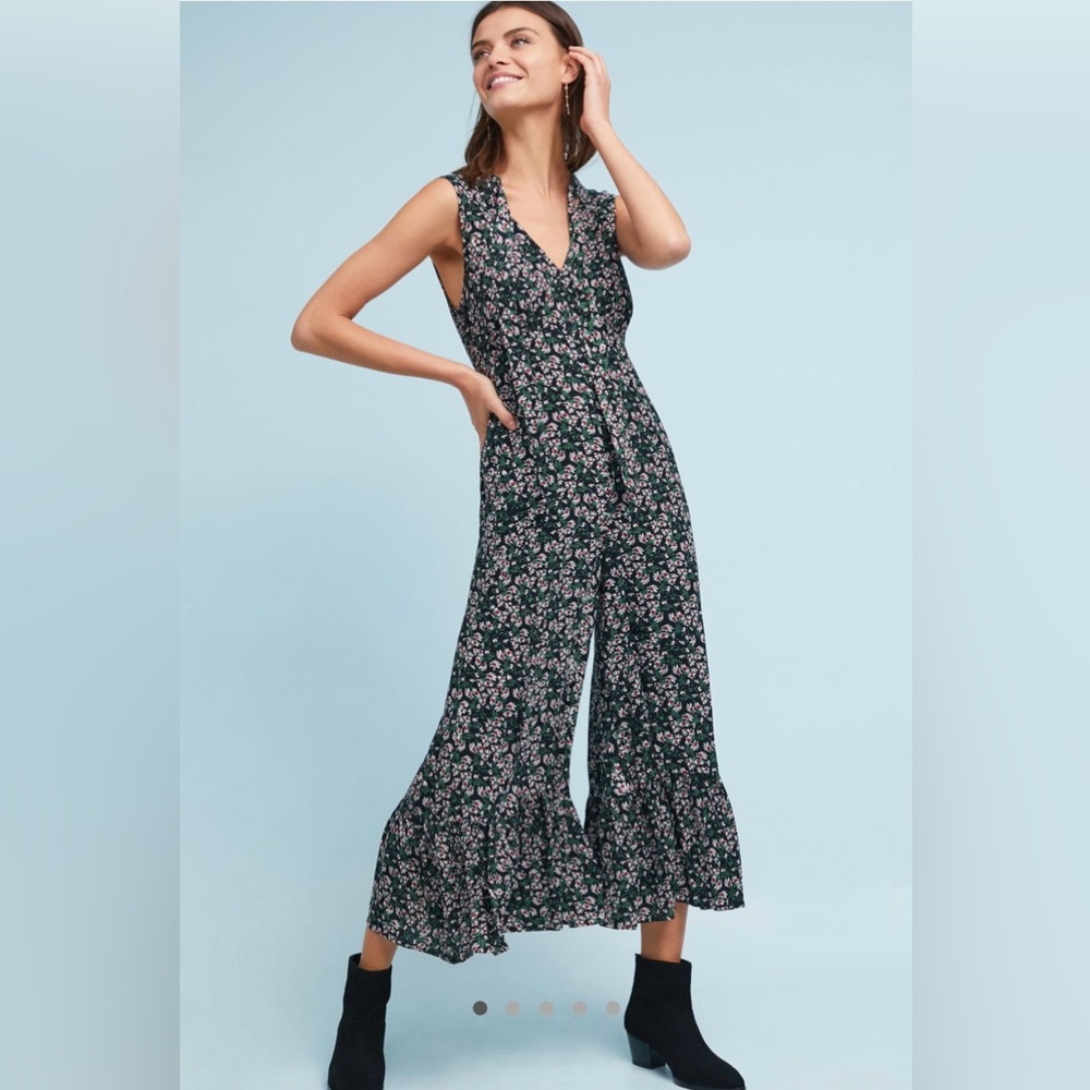 ANTHROPOLOGIE Maeve Ditsy Floral Print Sleeveless Jumpsuit Size 16
